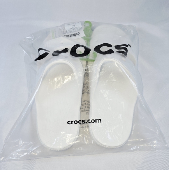 Crocs | Mens Size 12 Classic Two Strap Slide Sandals In True White main image 7